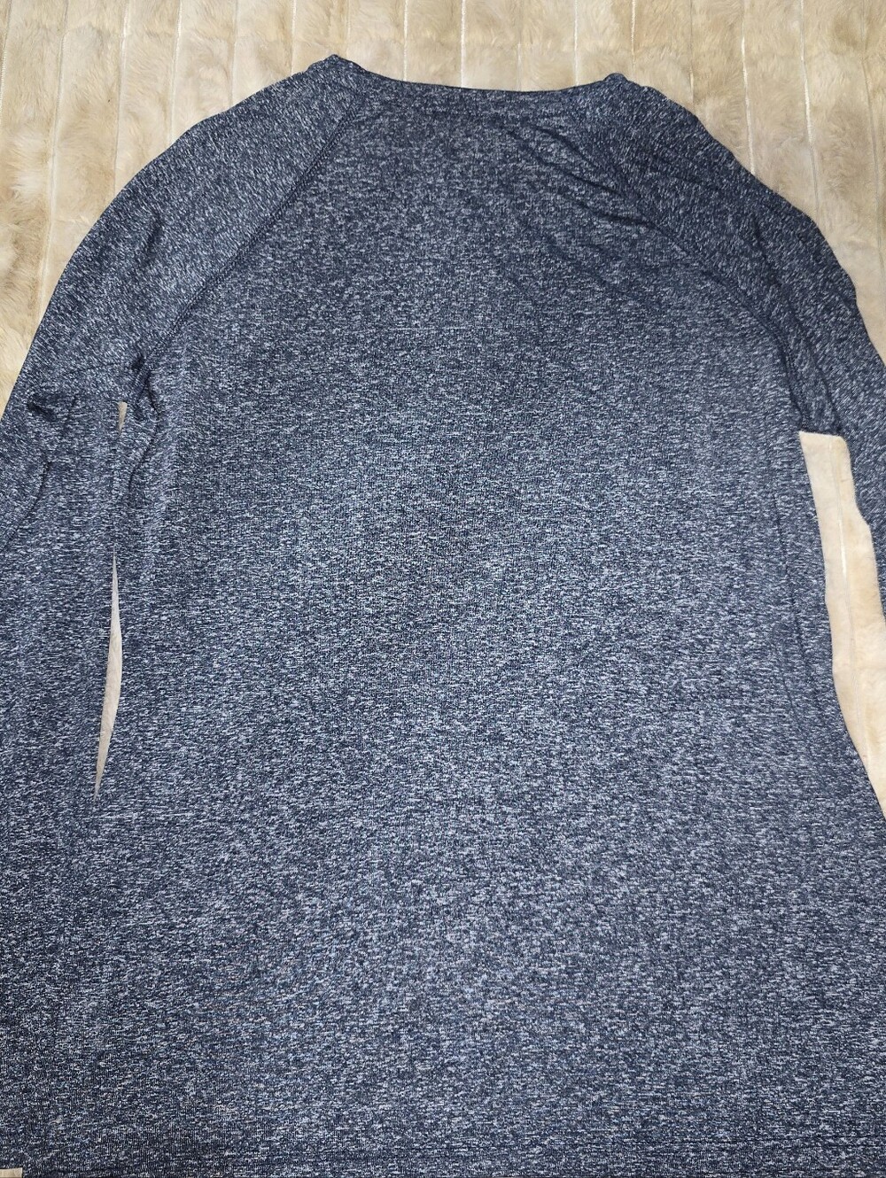 adidas Men's Long-Sleeve Heathered Navy Crew Shirt